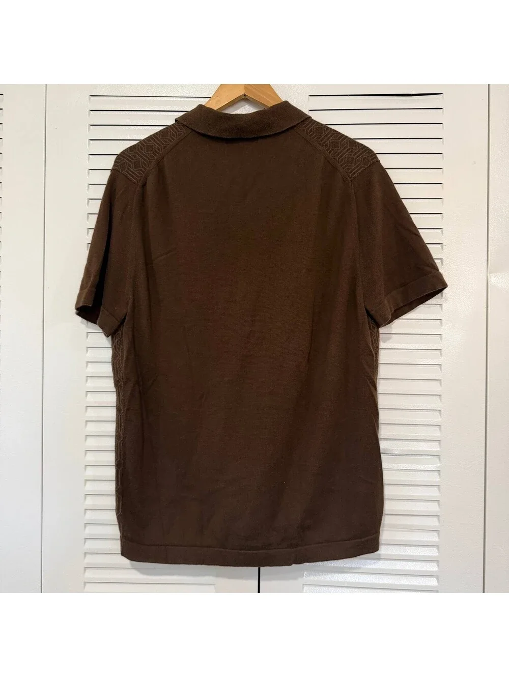 Banana Republic Men’s L Pima Cotton Knit Polo Brown Geometric Retro Shirt